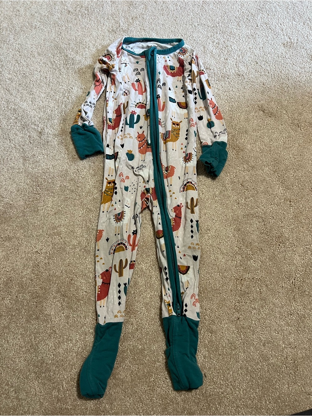 Little Sleepies Llama Love Zippie Pajama Bamboo size 6-12 months